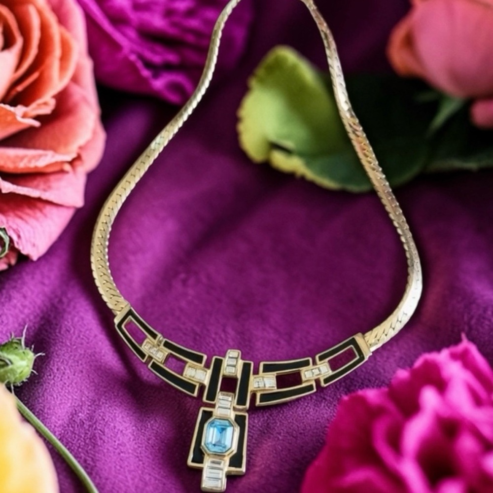 vintage Dior aquamarine, blue Cleopatra, necklace, mint condition